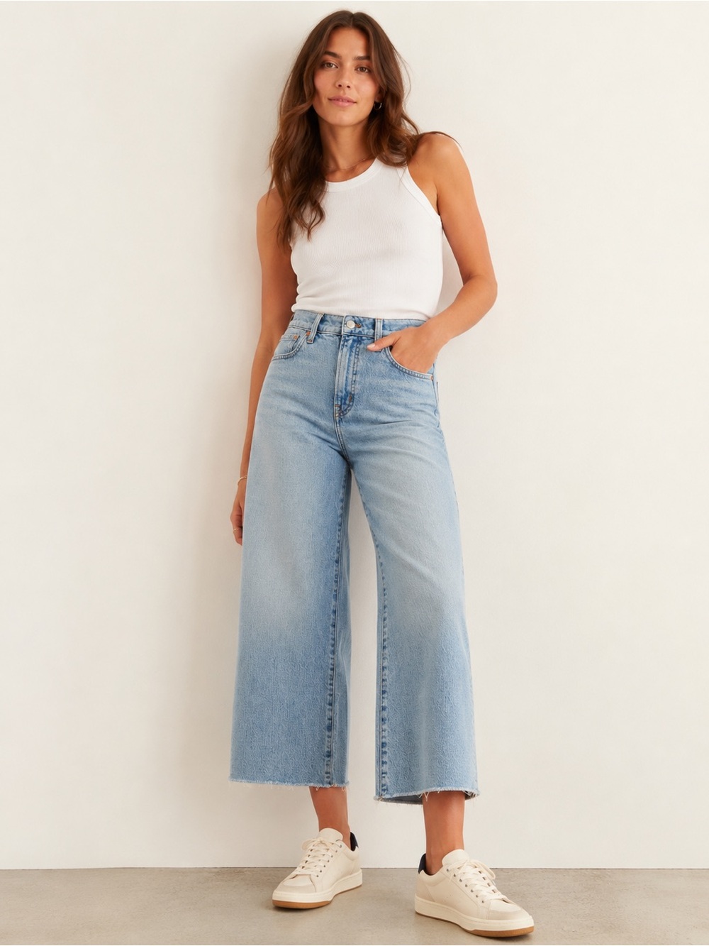 Madewell Curvy Perfect Vintage Wide Leg Crop Jeans 26 Light Wash Raw Hem